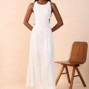 Linen Cropped Dress with Side Cutout